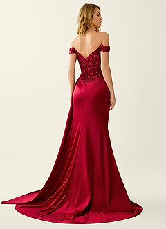 Nerine Rot Meerjungfrauen-Abendkleid mit Spitzenkorsett und Schnürung am Rücken image5