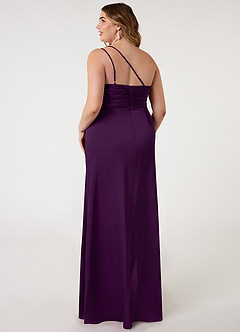 Azazie Eren Jurken voor bruidsmeisjes Jurk van Stretch Satijn met Zeemeermin One-Shoulder Druif image7
