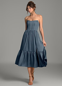 Azazie Delphina Bridesmaid Dresses Twilight A-Line Corset Stretch Satin Convertible Dress image1