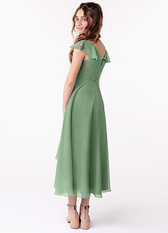 Azazie Posie Junior Matcha A-Line Ruched Chiffon Dress image2