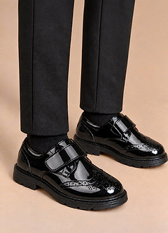 front Boys' Patent Brogue Dress Shoes