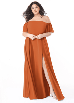 Azazie Sue Bridesmaid Dresses Cinnamon A-Line Off the Shoulder Chiffon Convertible Dress image11