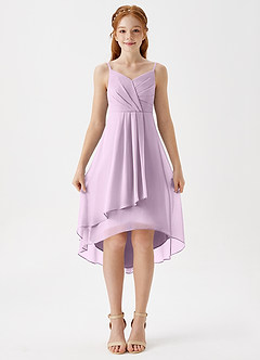 Azazie Mariam Junior Frosted Lilac A-Line Pleated Chiffon Dress image4