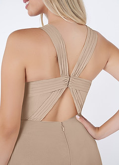 Azazie Jane Abiti da Damigella Abito A-Line in Chiffon con Scollo a V a Pieghe Taupe image5