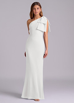 Azazie Yuanna Bridesmaid Dresses White Mermaid One Shoulder Chiffon Dress image5