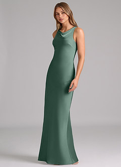 Azazie Allettie Bridesmaid Dresses Eucalyptus Mermaid Stretch Satin Dress image4