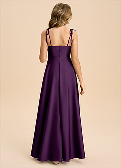 Azazie Popsy Junior A-Linie Schleifen Stretch-Satin Kleid Traube image2