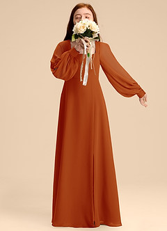 Azazie Bondi Junior Abito A-Line in Chiffon Blusa Paprika image3
