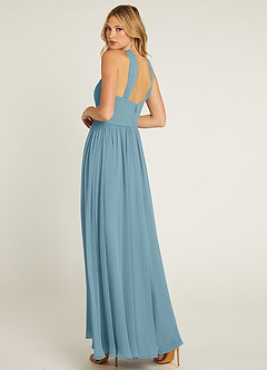 Azazie Jacey Bridesmaid Dresses Moody Blue A-Line Pleated Chiffon Dress image4