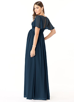 Azazie Verna Maternity Bridesmaid Dresses A-Line V-Neck Ruched Chiffon Floor-Length Dress image4