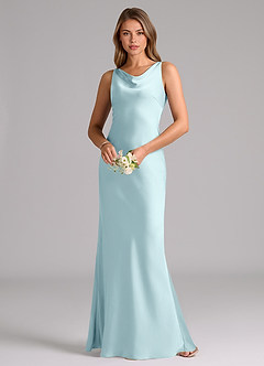 Azazie Allettie Brudtärnklänningar Klä av Sjöjungfru i Stretch Satin Molnblått image3