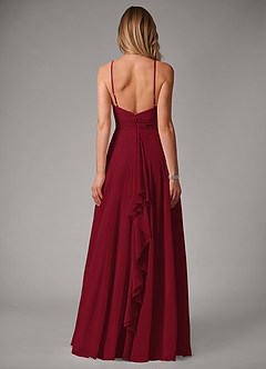 Azazie Amalia Bridesmaid Dresses Burgundy A-Line Pleated Chiffon Dress image6
