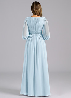 Azazie Palerma Bridesmaid Dresses Sky Blue A-Line Long Sleeve Chiffon Dress image2
