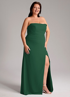 Azazie Leonis Bridesmaid Dresses Dark Green Sheath Strapless Chiffon Convertible Dress image14