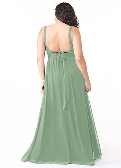 Azazie Aziza Bridesmaid Dresses Matcha A-Line V-Neck Pleated Chiffon Dress image8