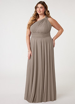 Azazie Charlize Bridesmaid Dresses A-Line One Shoulder Mesh Floor-Length Dress image7