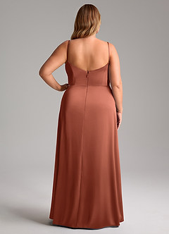 Azazie Azuree Bridesmaid Dresses Clay A-Line Pleated Stretch Satin Dress image9