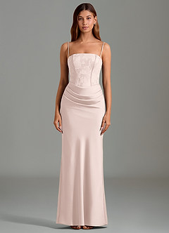 Azazie Emilia Suknie dla druhen Syrena Bez ramiączek Satyna elastyczna Do ziemi Sukienka image5