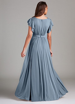 Azazie Daphne Modest Bridesmaid Dresses A-Line Ruched Mesh Floor-Length Dress image2