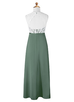 Azazie Rana Junior Eucalyptus A-Line Lace Chiffon Dress image6