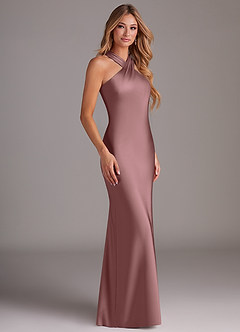 Azazie Doretta Bridesmaid Dresses Vintage Mauve Mermaid Pleated Stretch Satin Dress image3