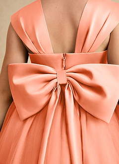 Azazie Chickadee Abiti da Ragazza di Fiori Abito Principessa in Raso Opaco Scollo a Cuore Tramonto image6