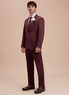front Ethan Cabernet Refined Weave Suit