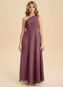 Azazie Phaedra Junior Robe Trapèze en Mousseline de soie Plissée Sangria image4