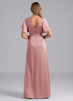 Azazie Ambrosia Bridesmaid Dresses Dusty Rose A-Line Pleated Stretch Satin Dress image3