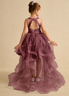 Azazie Julietta Robe Demoiselle D'honneur Fillette Robe Princesse en Tulle Convertible Rose Du Désert image1