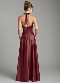 Azazie Tenaya Bridesmaid Dresses Merlot A-Line Sweetheart Neckline Stretch Satin Dress image7
