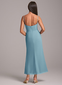 Azazie Saige Bridesmaid Dresses Moody Blue Sheath Off the Shoulder Chiffon Convertible Dress image8