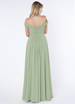 Azazie Audrianna Bridesmaid Dresses Dusty Sage A-Line Off-The-Shoulder Gathered Chiffon Convertible Dress image2