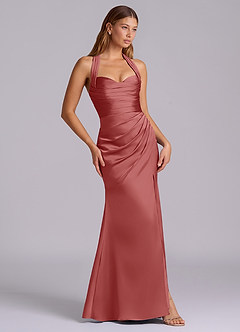 Azazie Destiny Bridesmaid Dresses Antique Rose Mermaid Sweetheart Neckline Stretch Satin Dress image3