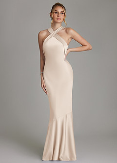 Azazie Reign Bridesmaid Dresses White Alabaster Mermaid Pleated Stretch Satin Dress image4