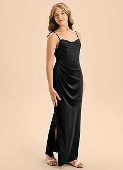 Azazie Mai Junior Linia A Dekolt w kształcie serca Aksamit Długość podłogi Młodsza druhna Sukienka image1