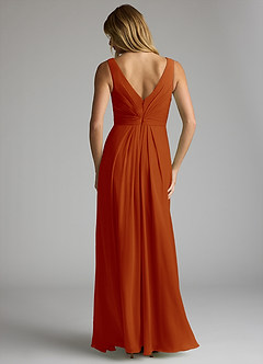 Azazie Gina Bridesmaid Dresses Paprika A-Line V-Neck Pleated Chiffon Dress image5
