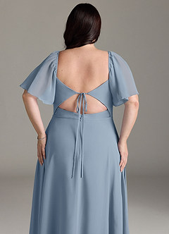 Azazie Chloe Brautjungfernkleider A-Linie Herzausschnitt Chiffon Kleid Staubblau image13