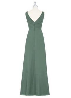 Azazie Julianna Bridesmaid Dresses Eucalyptus A-Line Chiffon Dress image7