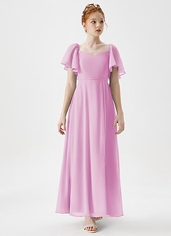 Azazie Chloe Junior Candy Pink A-Line Sweetheart Neckline Chiffon Dress image5