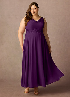 Azazie Devana Mother of the Bride Dresses Grape A-Line Sequins Chiffon Dress image13