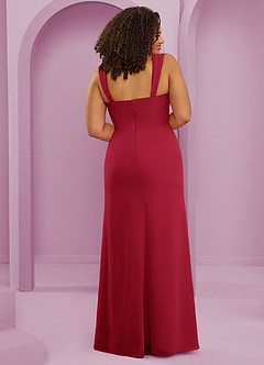 Barbie ♥ Azazie Brautjungfernkleider Meerjungfrau-Linie Plissee Chiffon Kleid Scharlachrot image7