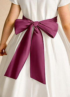 Azazie Deary Flower Girl Dresses Ivory Mulberry A-Line Bow Cotton Dress image8