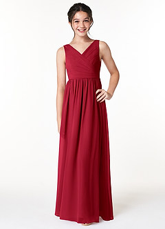Azazie Sawyer Junior Scarlet A-Line Pleated Chiffon Dress image1