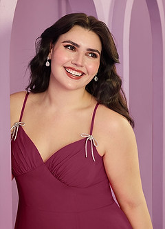 Barbie ♥ Azazie Bridesmaid Dresses Mulberry A-Line with Pockets Chiffon Dress image4