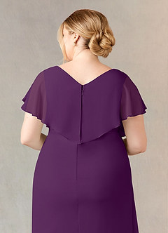 Azazie Julia Mother of the Bride Dresses Grape Sheath V-Neck Pleated Chiffon Dress image11