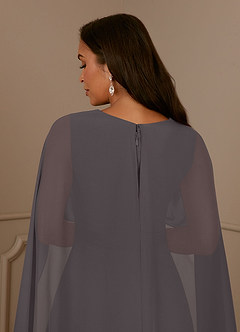 Azazie Isa Mother of the Bride Dresses Steel Grey A-Line V-Neck Pleated Chiffon Dress image6