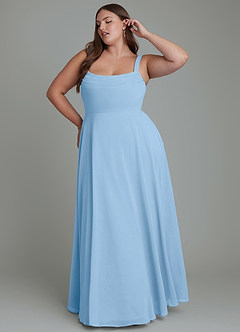 Azazie Shaude Bridesmaid Dresses Powder Blue A-Line Pleated Chiffon Dress image8