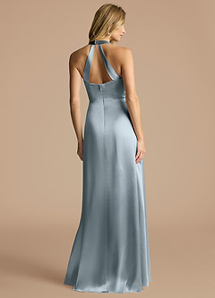 Azazie Janessa Sprzedaż ostateczna Linia A Metaliczny satynowy Długość podłogi Sukienka image3