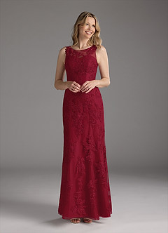Azazie Whilhelmina Mother of the Bride Dresses Burgundy Mermaid Lace Chiffon Dress image3
